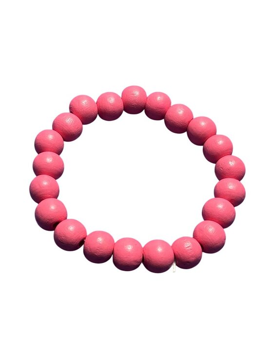 Jewelry - Bright Pink Wooden Beaded Stretchy Bracelet 5.75 inches Unstretched